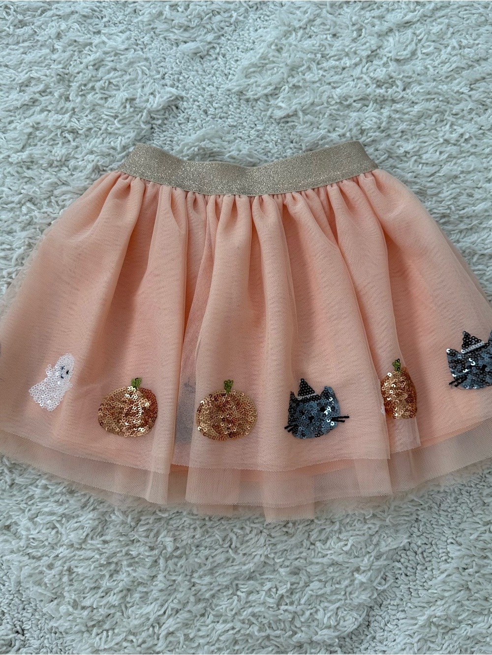 Angel Dear Orange Halloween Cat and Ghost Tutu Skirt